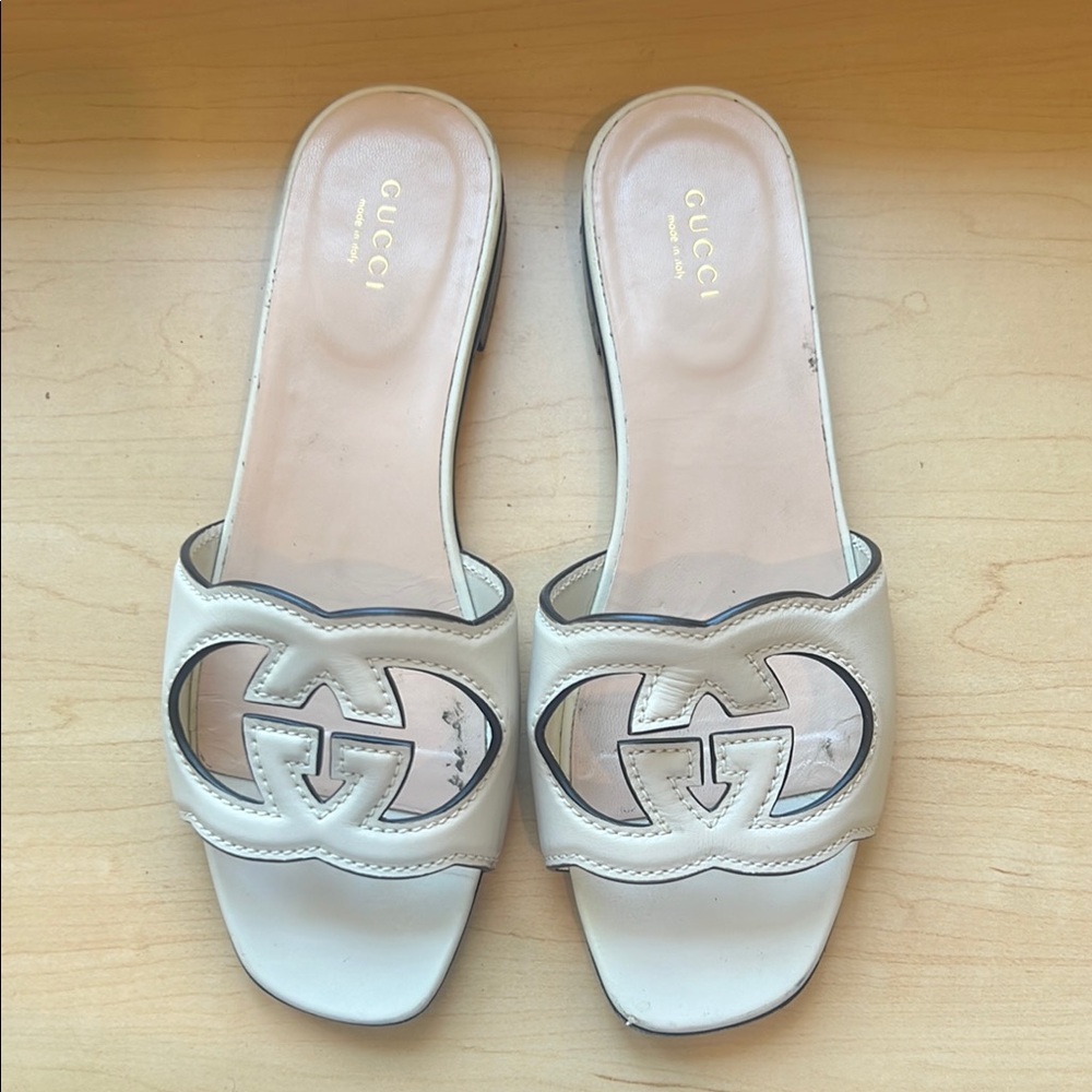 Gucci Cream Women's Slide Sandals